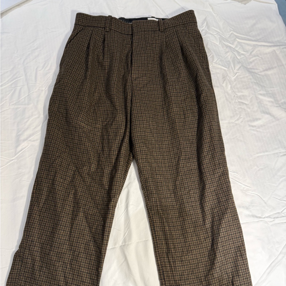 H&M Men's Brown Plaid Dress Pants
